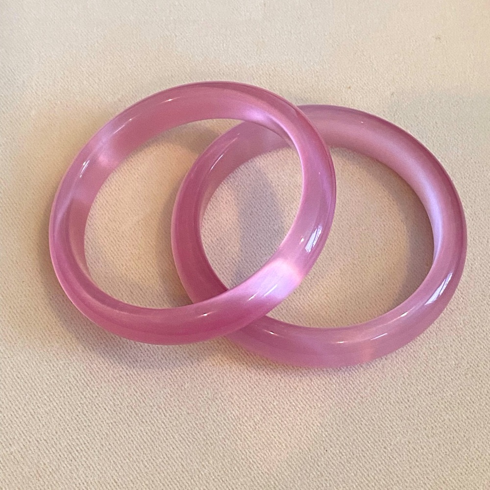 Set Of Pink Cats Eye Bangle Bracelets